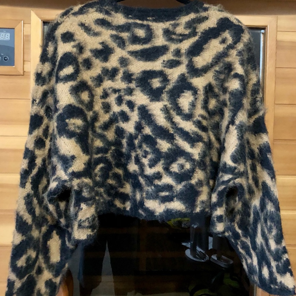 Leopard Print Sweater - Black and Tan NWT